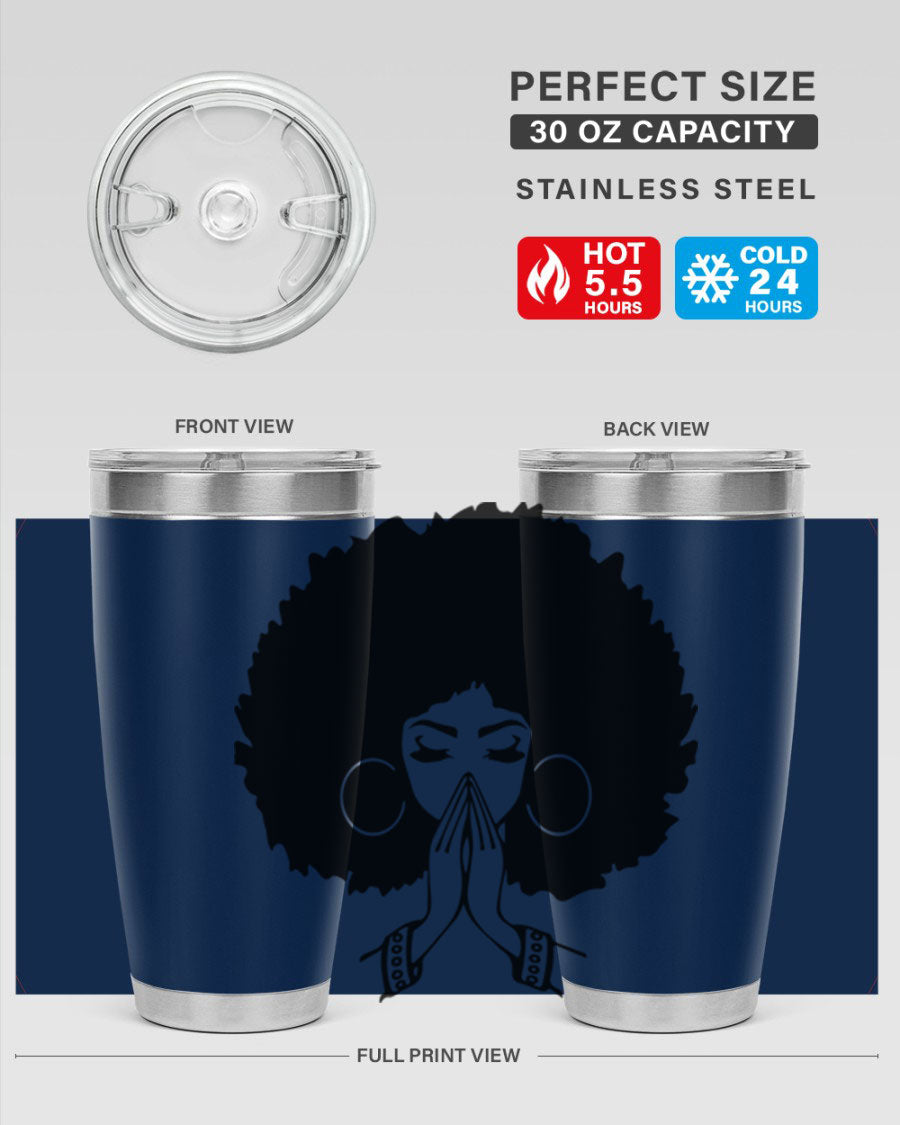 Black Women - Queen 21# Tumbler, double wall vacuum stainless steel with a stylish design celebrating black women.