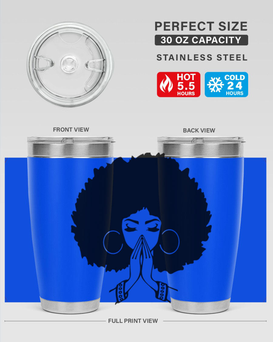 Black Women - Queen 21# Tumbler, double wall vacuum stainless steel with a stylish design celebrating black women.