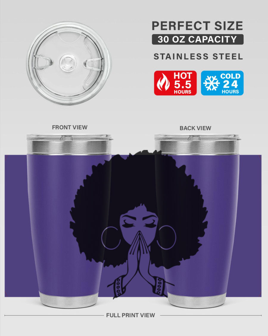 Black Women - Queen 21# Tumbler, double wall vacuum stainless steel with a stylish design celebrating black women.