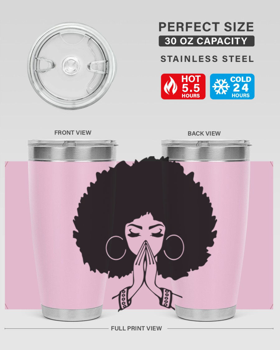 Black Women - Queen 21# Tumbler, double wall vacuum stainless steel with a stylish design celebrating black women.