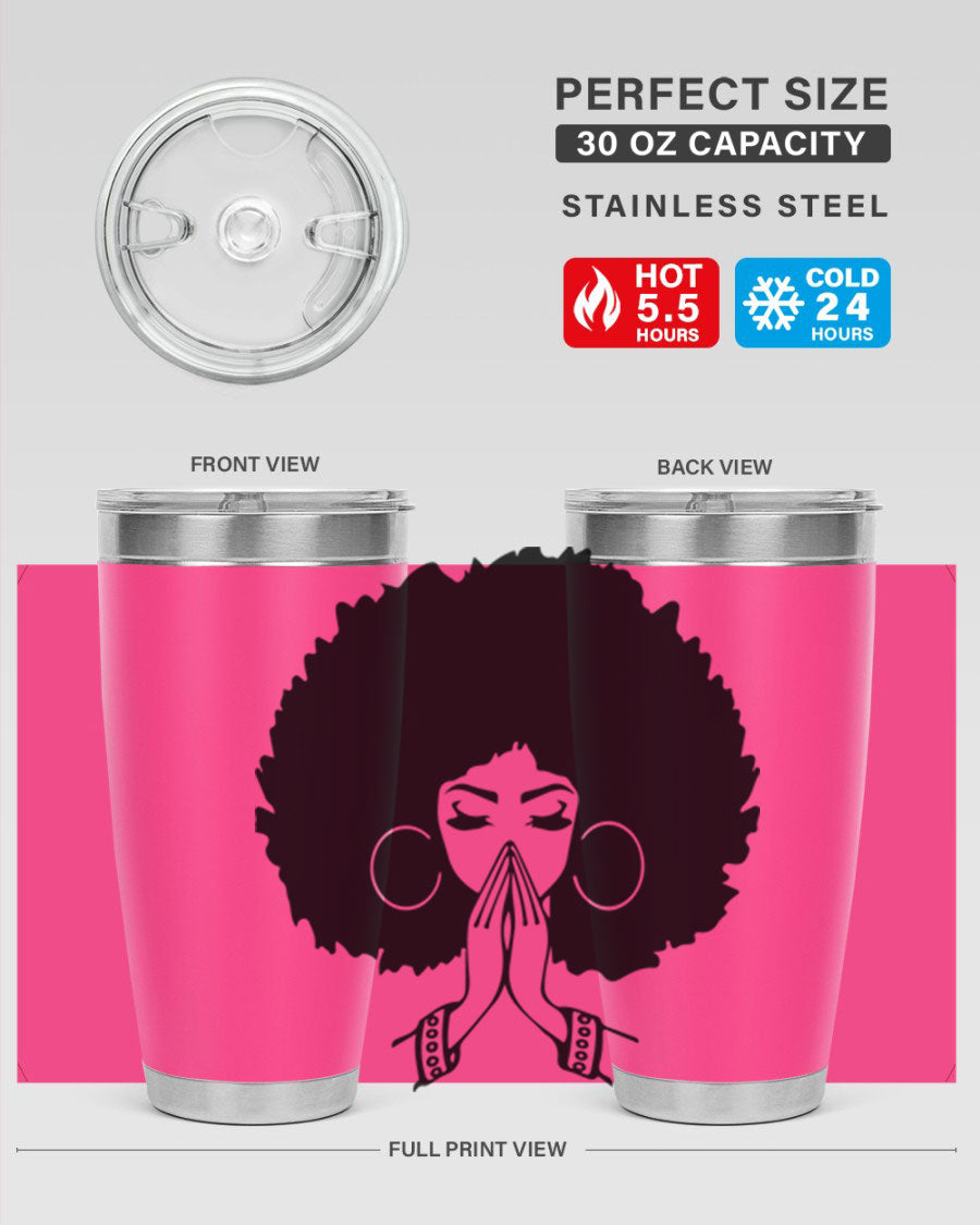 Black Women - Queen 21# Tumbler, double wall vacuum stainless steel with a stylish design celebrating black women.