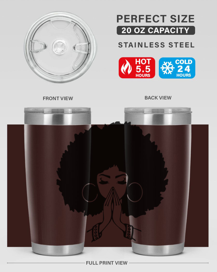 Black Women - Queen 21# Tumbler, double wall vacuum stainless steel with a stylish design celebrating black women.