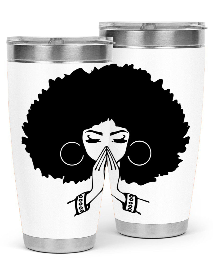 Black Women - Queen 21# Tumbler, double wall vacuum stainless steel with a stylish design celebrating black women.
