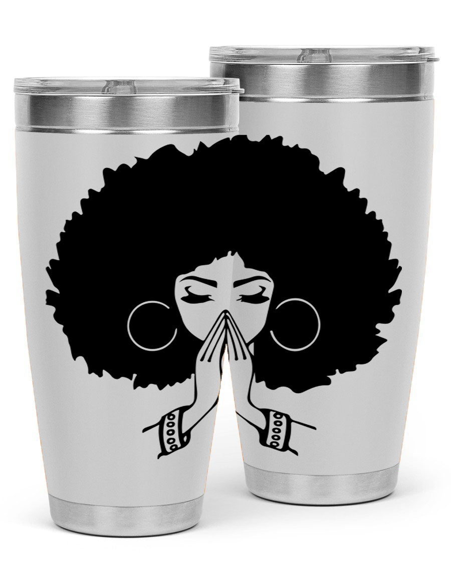 Black Women - Queen 21# Tumbler, double wall vacuum stainless steel with a stylish design celebrating black women.