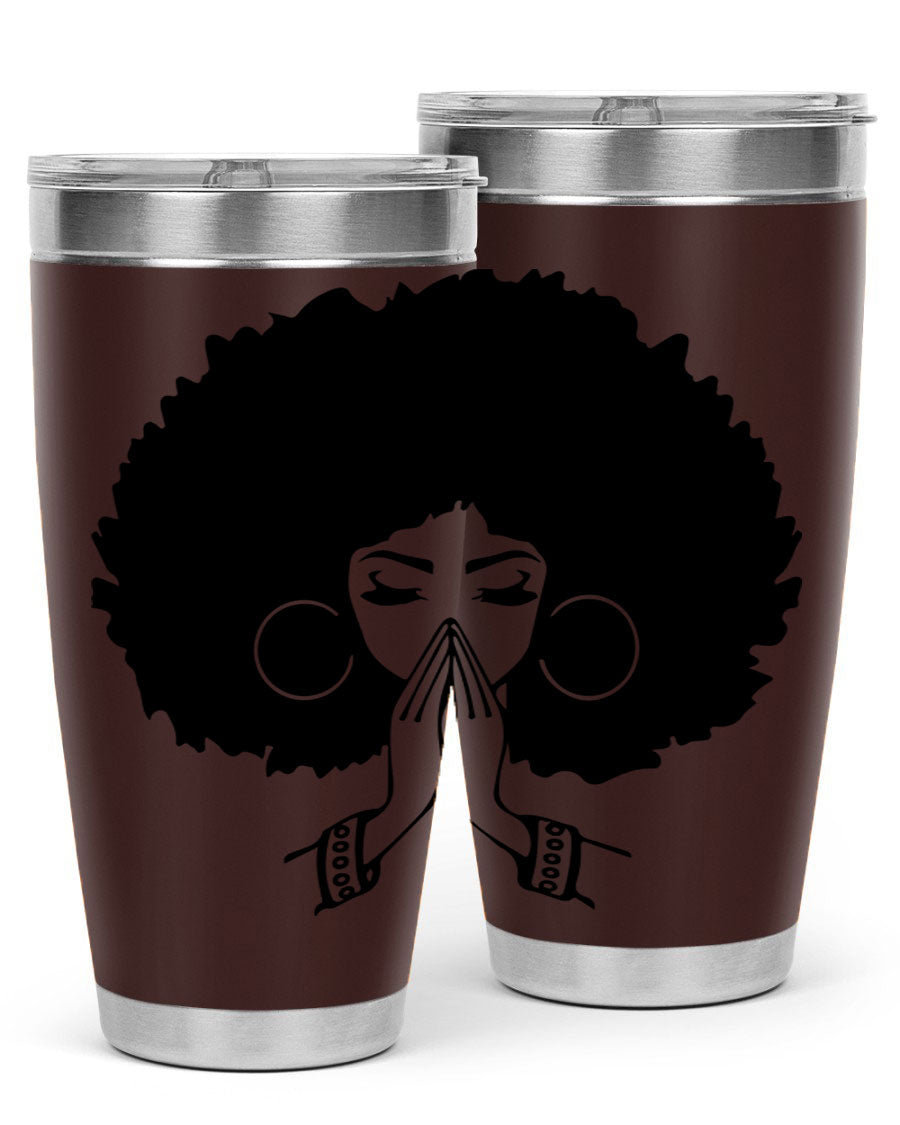 Black Women - Queen 21# Tumbler, double wall vacuum stainless steel with a stylish design celebrating black women.