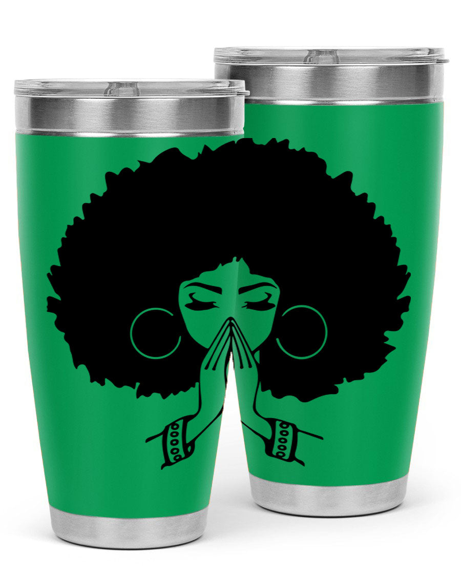 Black Women - Queen 21# Tumbler, double wall vacuum stainless steel with a stylish design celebrating black women.