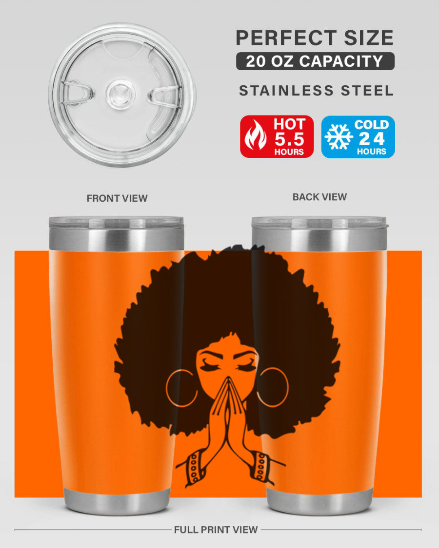 Black Women - Queen 21# Tumbler, double wall vacuum stainless steel with a stylish design celebrating black women.
