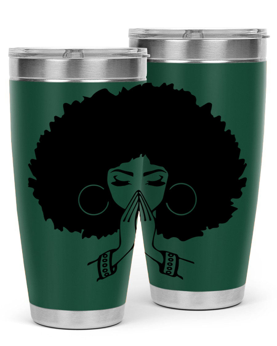Black Women - Queen 21# Tumbler, double wall vacuum stainless steel with a stylish design celebrating black women.