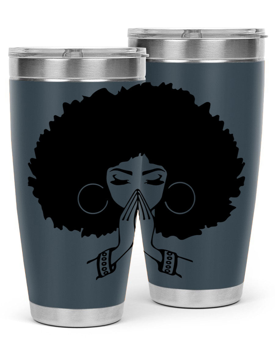 Black Women - Queen 21# Tumbler, double wall vacuum stainless steel with a stylish design celebrating black women.