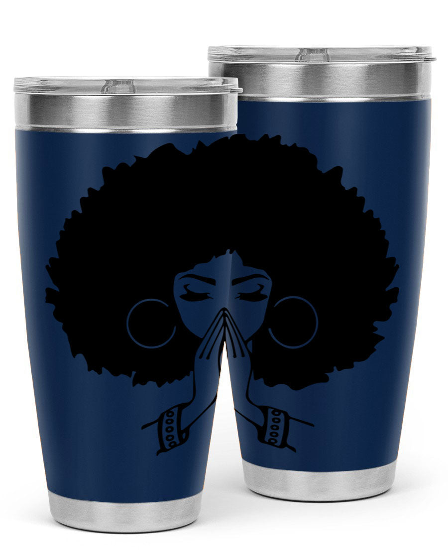Black Women - Queen 21# Tumbler, double wall vacuum stainless steel with a stylish design celebrating black women.