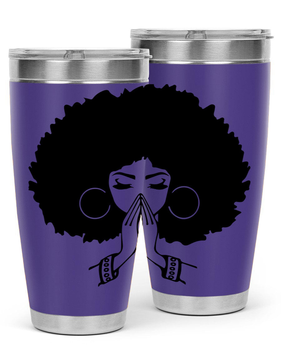 Black Women - Queen 21# Tumbler, double wall vacuum stainless steel with a stylish design celebrating black women.