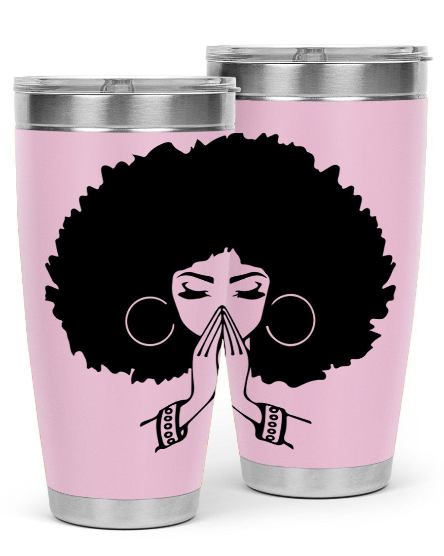 Black Women - Queen 21# Tumbler, double wall vacuum stainless steel with a stylish design celebrating black women.