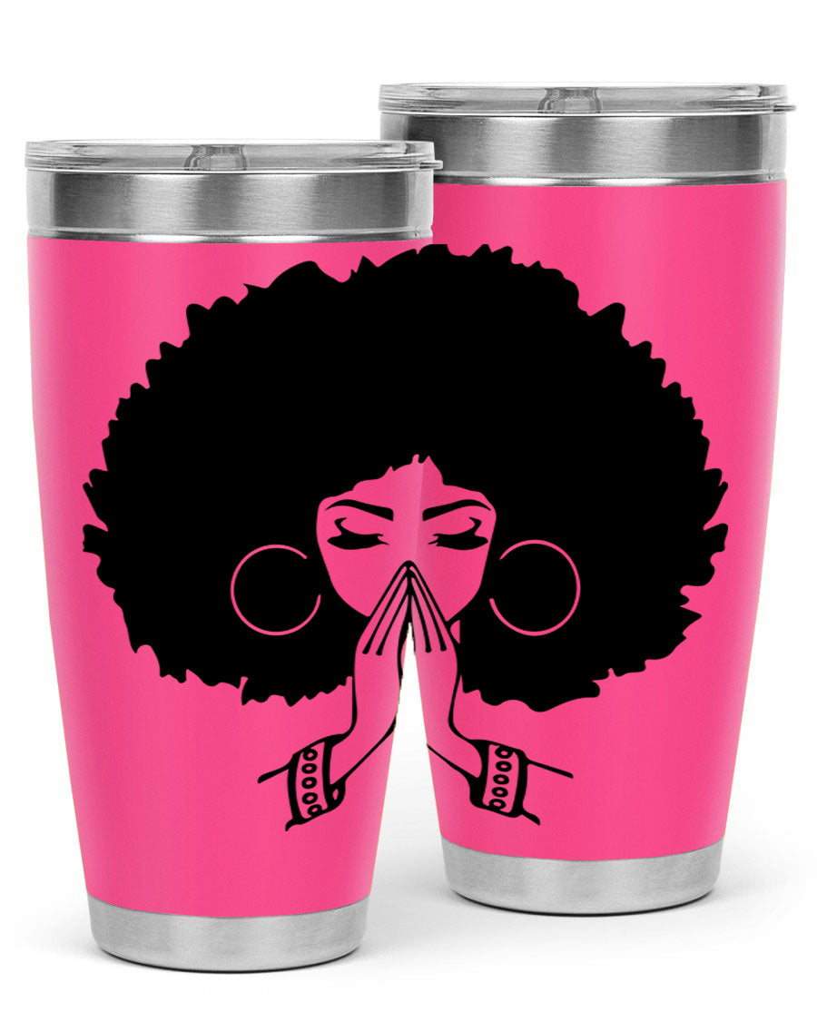 Black Women - Queen 21# Tumbler, double wall vacuum stainless steel with a stylish design celebrating black women.