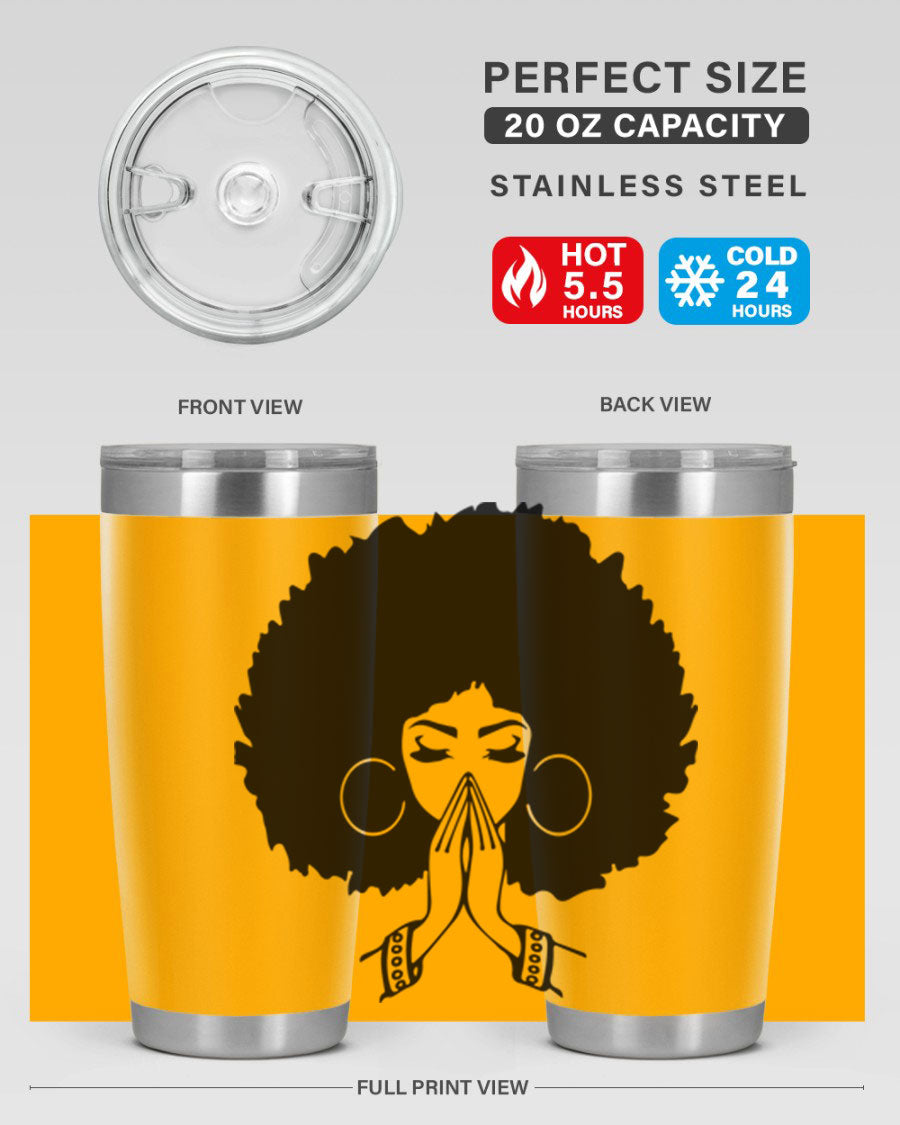 Black Women - Queen 21# Tumbler, double wall vacuum stainless steel with a stylish design celebrating black women.