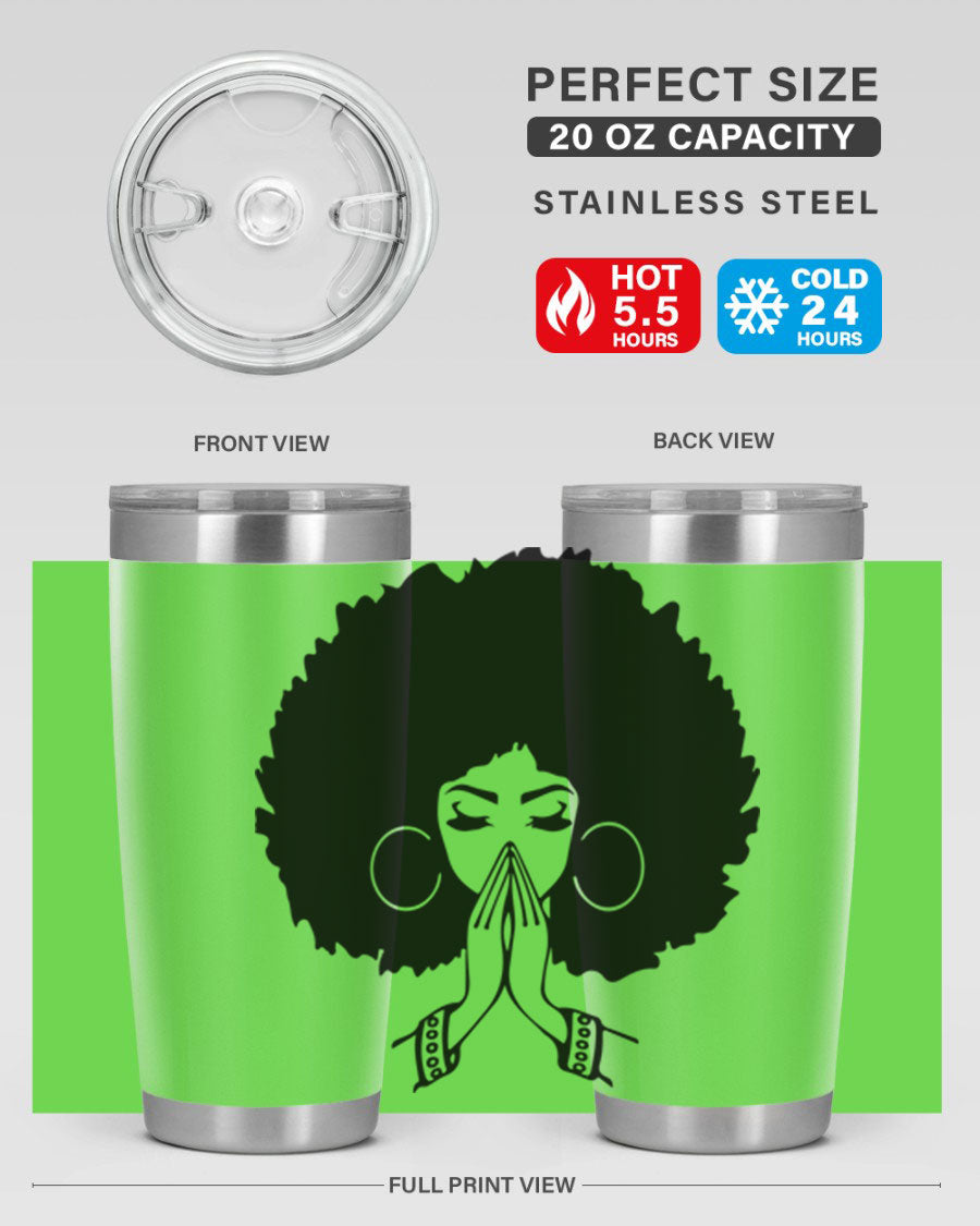Black Women - Queen 21# Tumbler, double wall vacuum stainless steel with a stylish design celebrating black women.