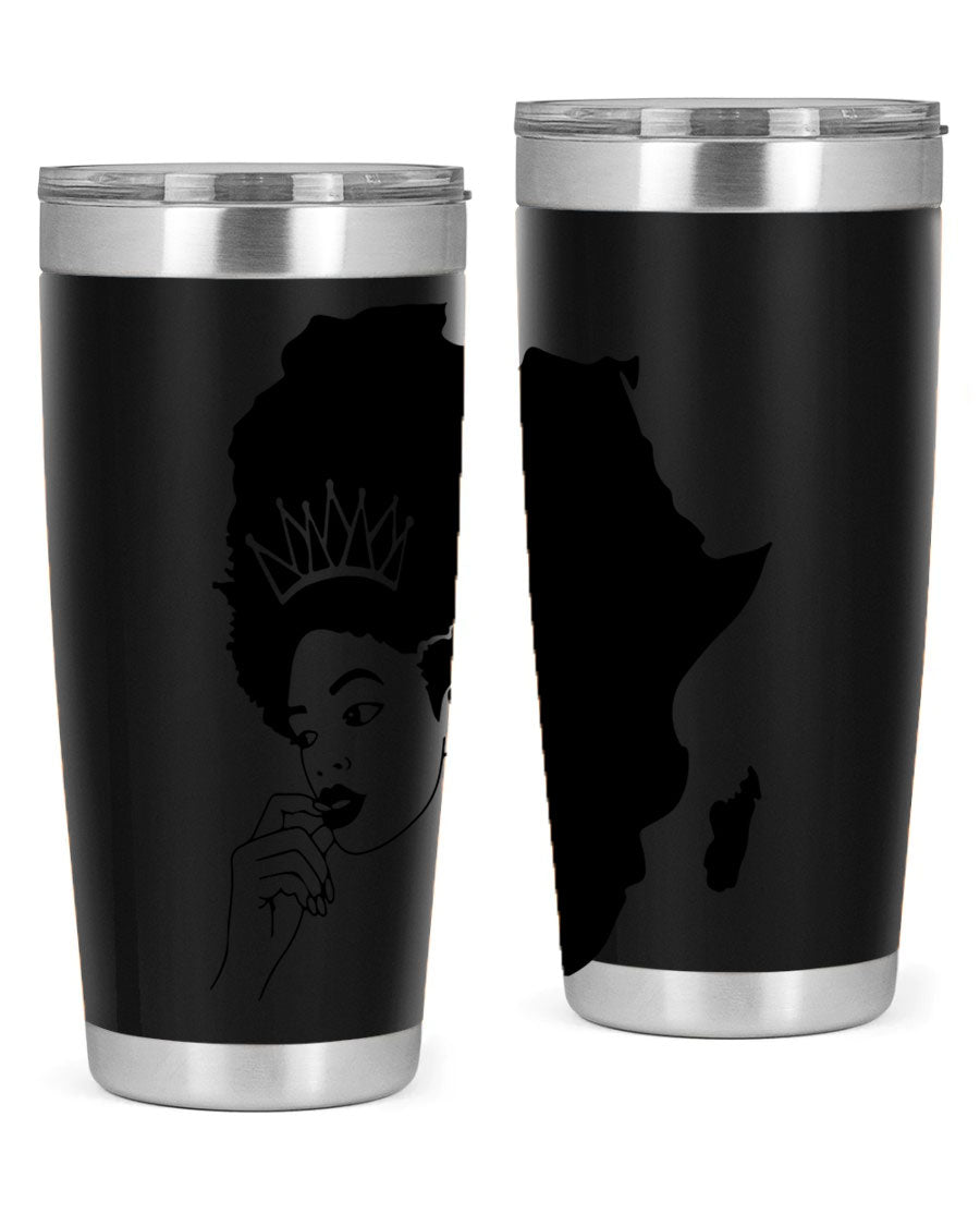Black Women - Queen 23# Tumbler featuring a stylish design, double wall vacuum stainless steel construction, and a press-in drink-thru lid.