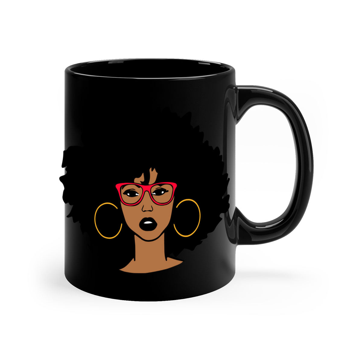 Black Women - Queen Mug featuring a glossy finish with a colored handle and interior, available in multiple colors and sizes.