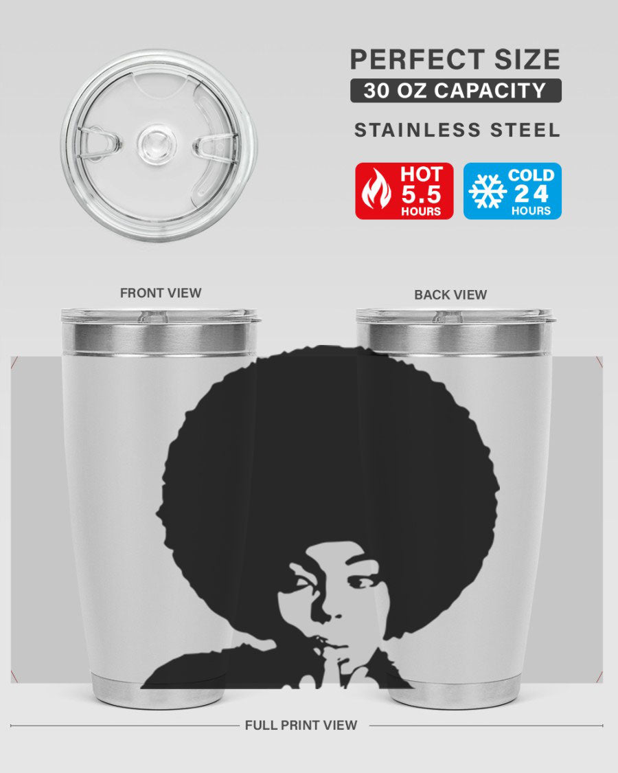 Black Women - Queen 36# Tumbler, 20oz stainless steel with double wall vacuum insulation, featuring a stylish design for hot and cold beverages.