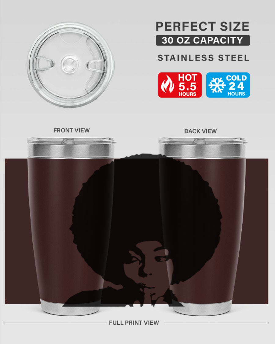 Black Women - Queen 36# Tumbler, 20oz stainless steel with double wall vacuum insulation, featuring a stylish design for hot and cold beverages.