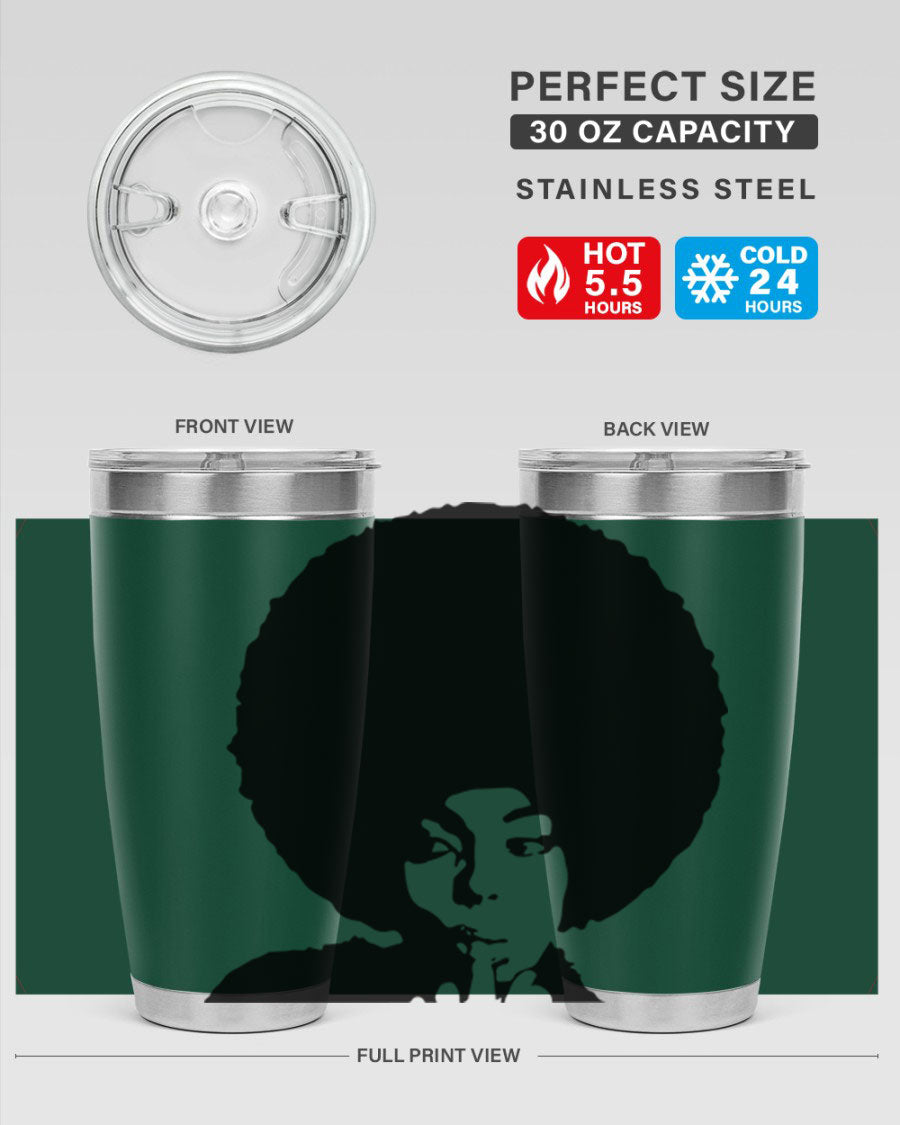 Black Women - Queen 36# Tumbler, 20oz stainless steel with double wall vacuum insulation, featuring a stylish design for hot and cold beverages.