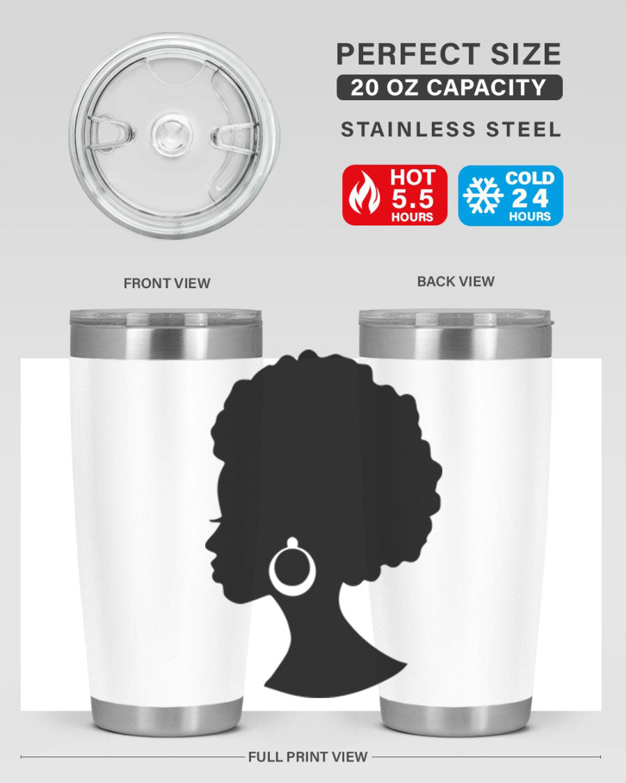 Black Women - Queen 37# Tumbler featuring double wall vacuum stainless steel design with a vibrant print celebrating black women.