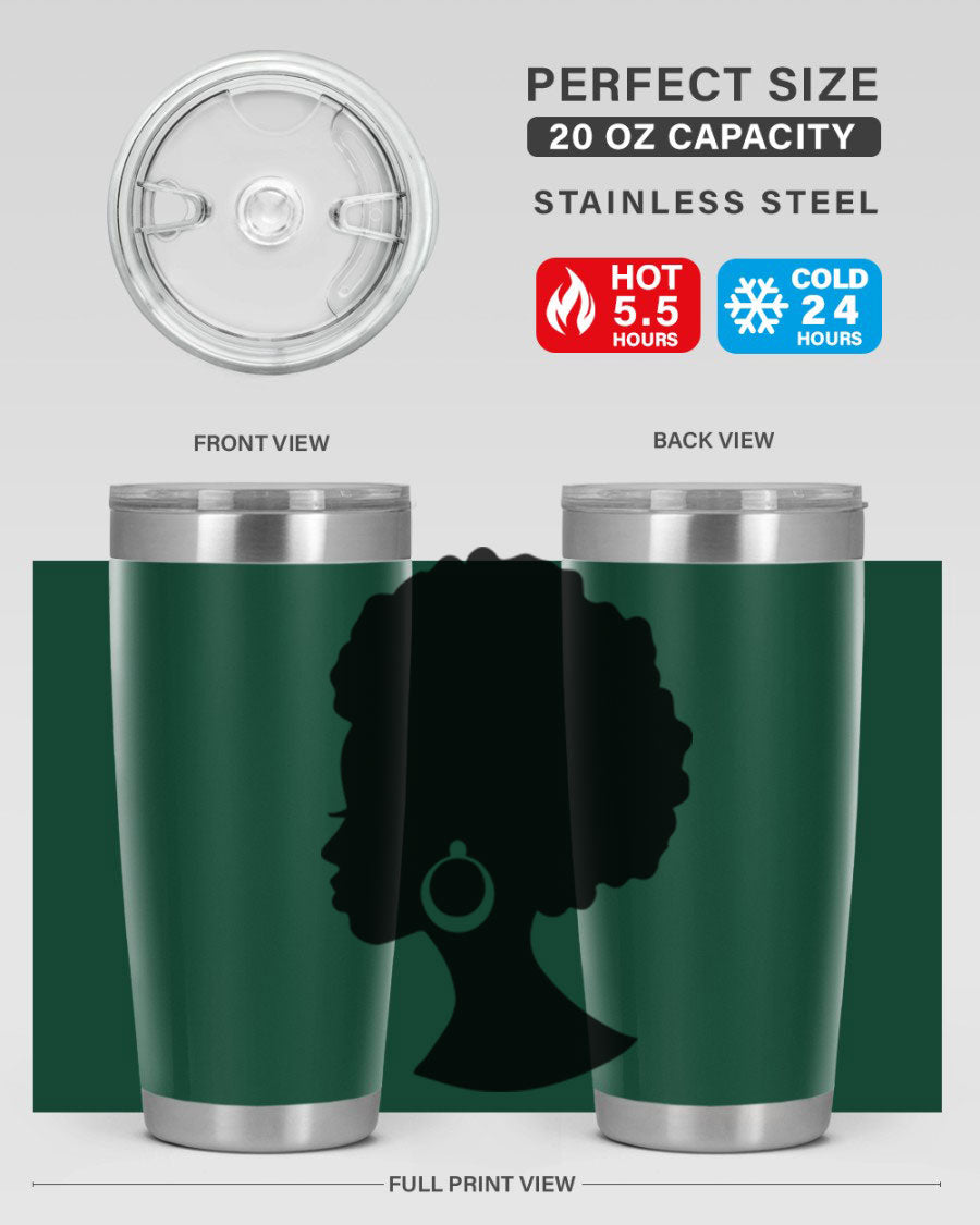 Black Women - Queen 37# Tumbler featuring double wall vacuum stainless steel design with a vibrant print celebrating black women.
