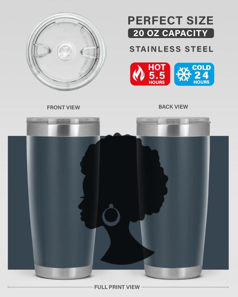 Black Women - Queen 37# Tumbler featuring double wall vacuum stainless steel design with a vibrant print celebrating black women.