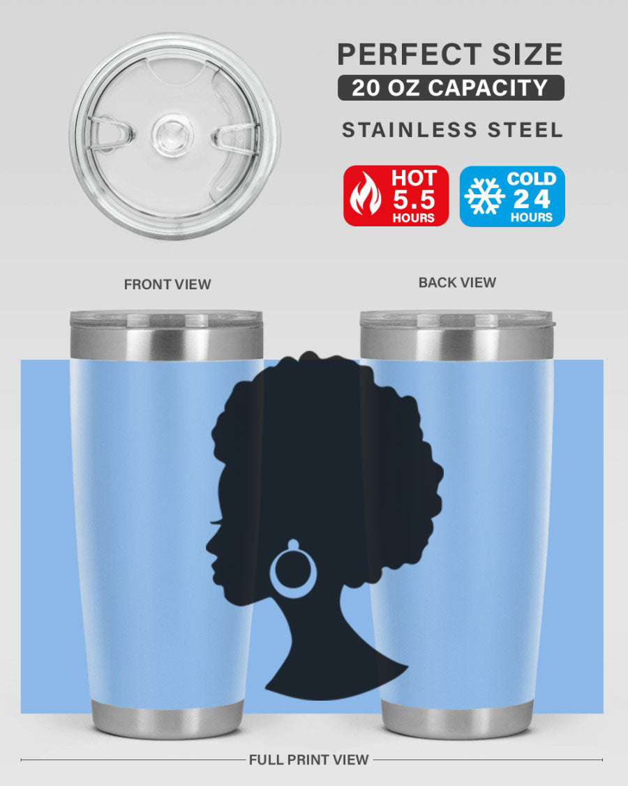 Black Women - Queen 37# Tumbler featuring double wall vacuum stainless steel design with a vibrant print celebrating black women.