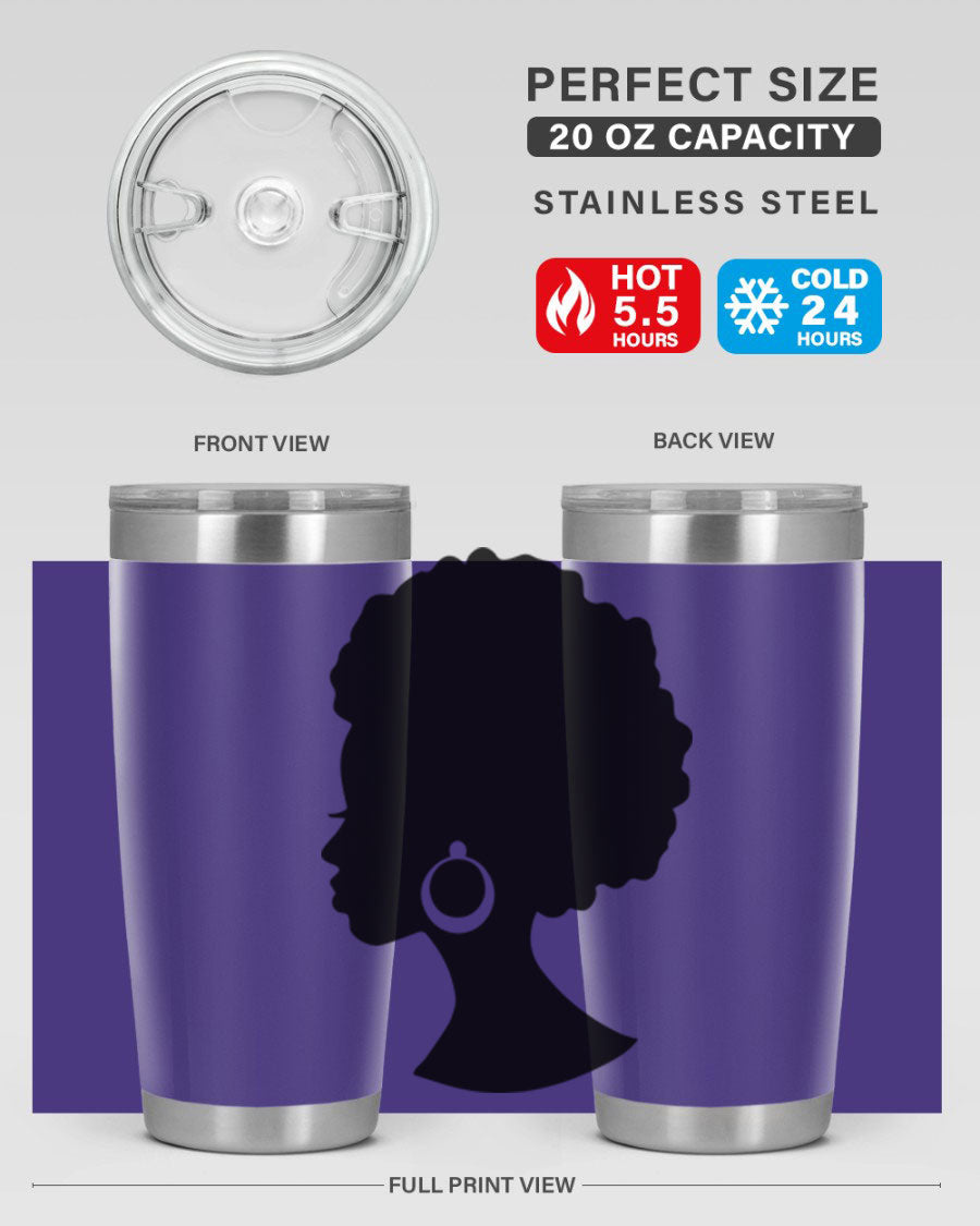 Black Women - Queen 37# Tumbler featuring double wall vacuum stainless steel design with a vibrant print celebrating black women.