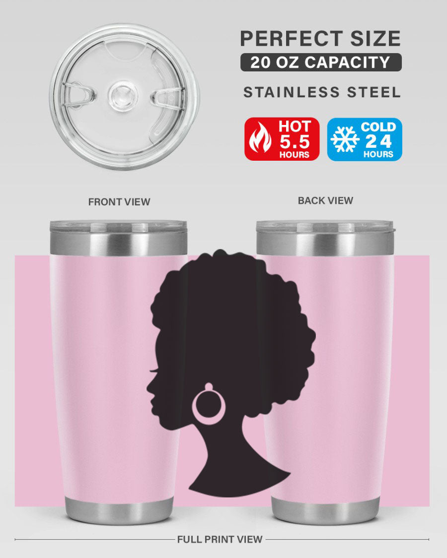 Black Women - Queen 37# Tumbler featuring double wall vacuum stainless steel design with a vibrant print celebrating black women.