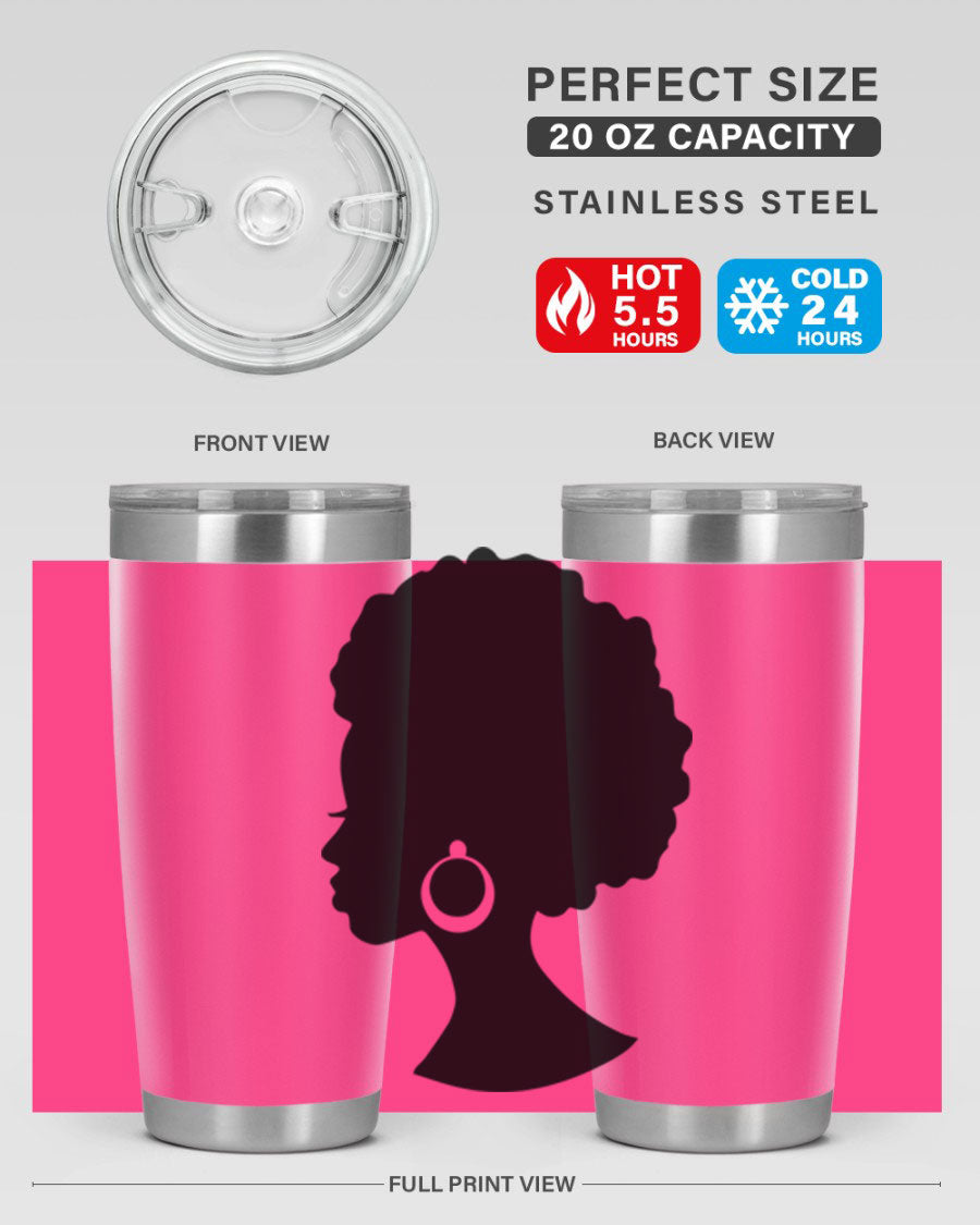 Black Women - Queen 37# Tumbler featuring double wall vacuum stainless steel design with a vibrant print celebrating black women.