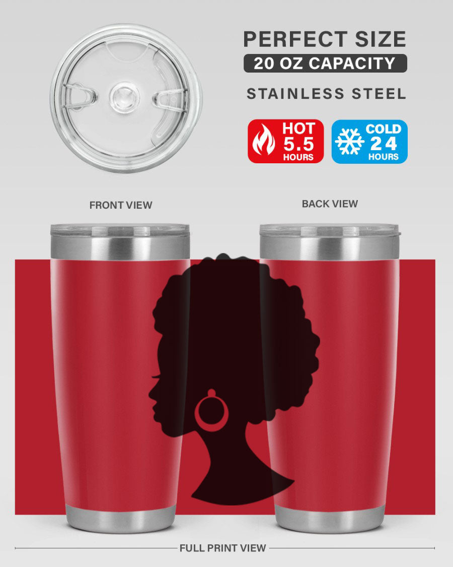 Black Women - Queen 37# Tumbler featuring double wall vacuum stainless steel design with a vibrant print celebrating black women.