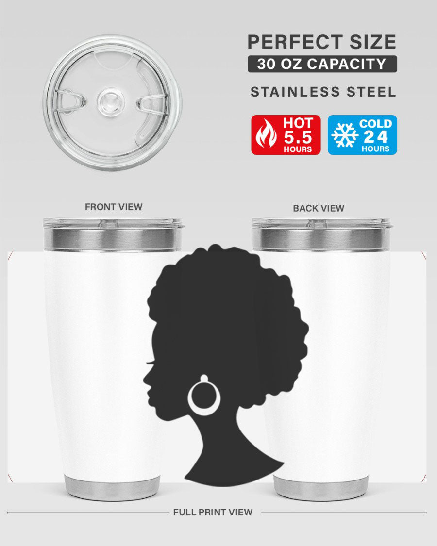 Black Women - Queen 37# Tumbler featuring double wall vacuum stainless steel design with a vibrant print celebrating black women.