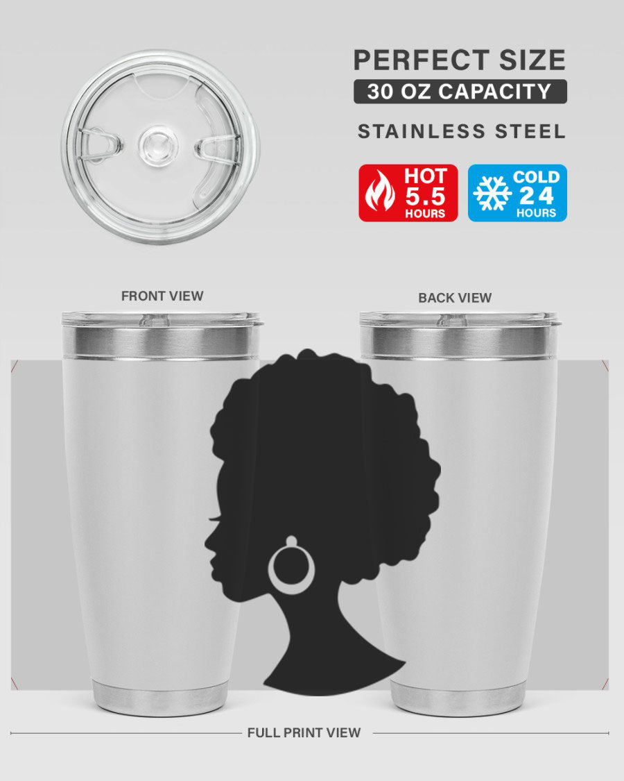 Black Women - Queen 37# Tumbler featuring double wall vacuum stainless steel design with a vibrant print celebrating black women.