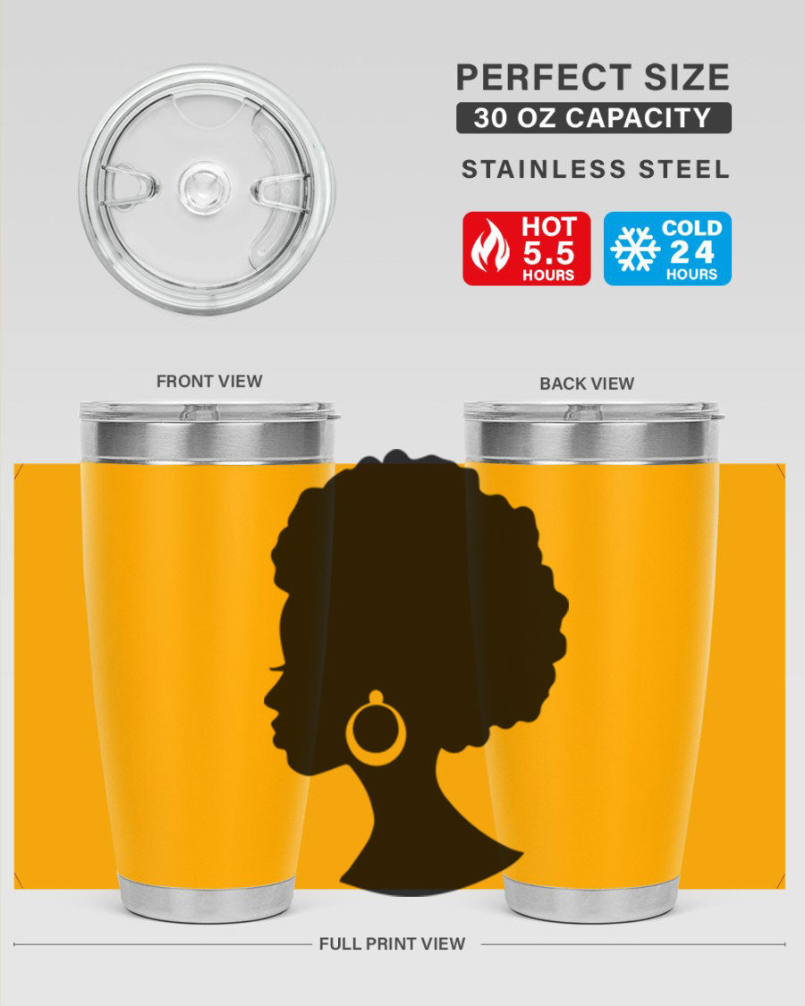 Black Women - Queen 37# Tumbler featuring double wall vacuum stainless steel design with a vibrant print celebrating black women.