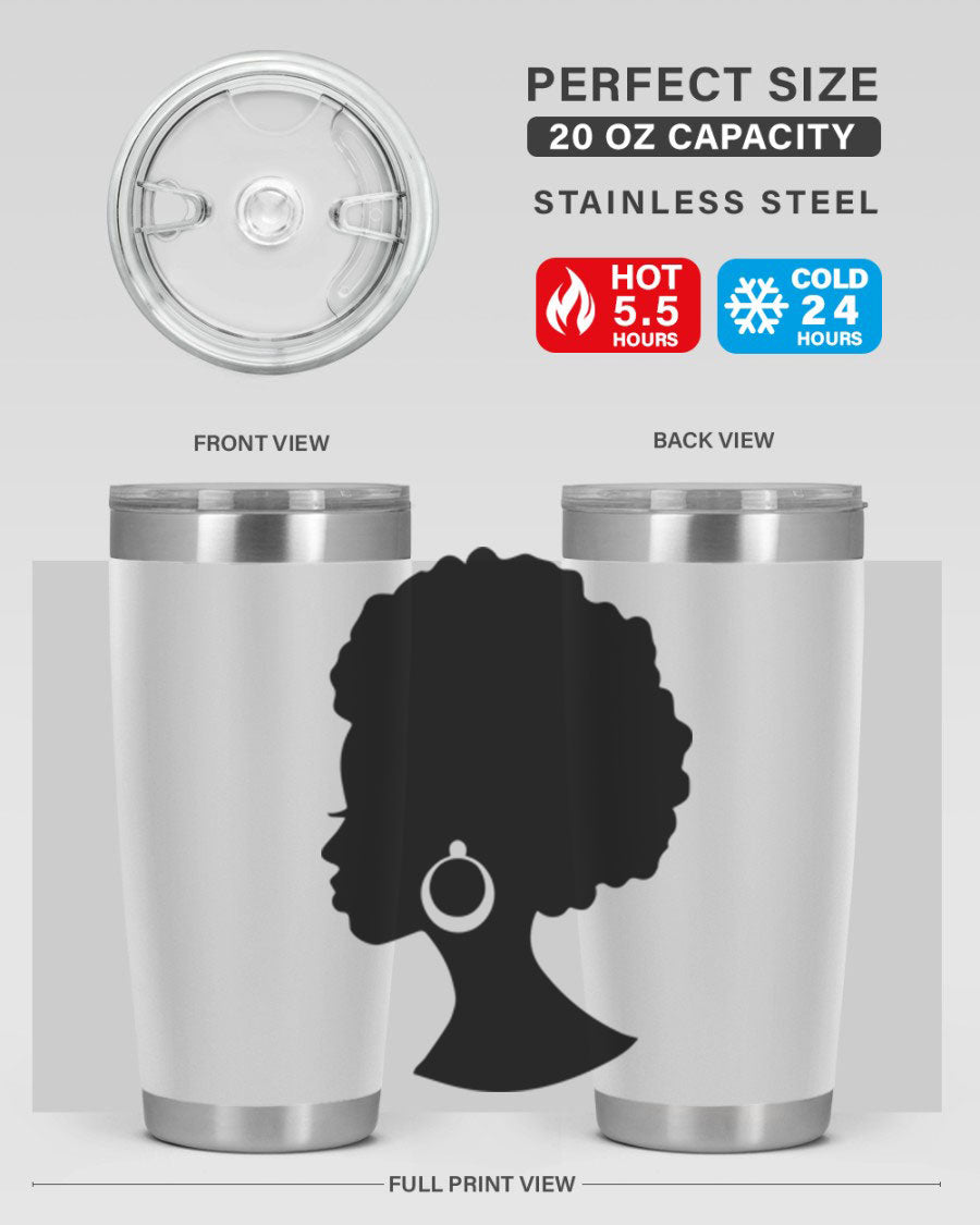 Black Women - Queen 37# Tumbler featuring double wall vacuum stainless steel design with a vibrant print celebrating black women.