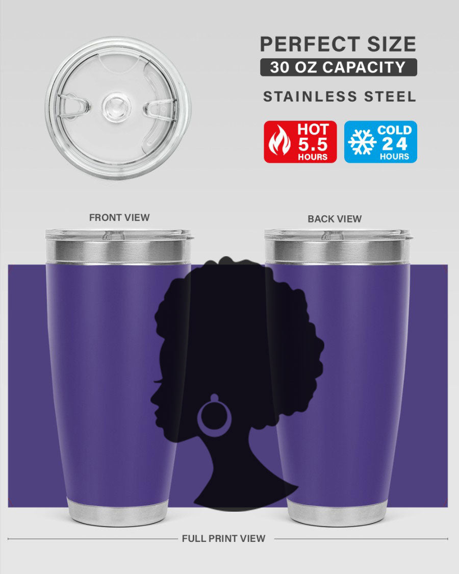 Black Women - Queen 37# Tumbler featuring double wall vacuum stainless steel design with a vibrant print celebrating black women.