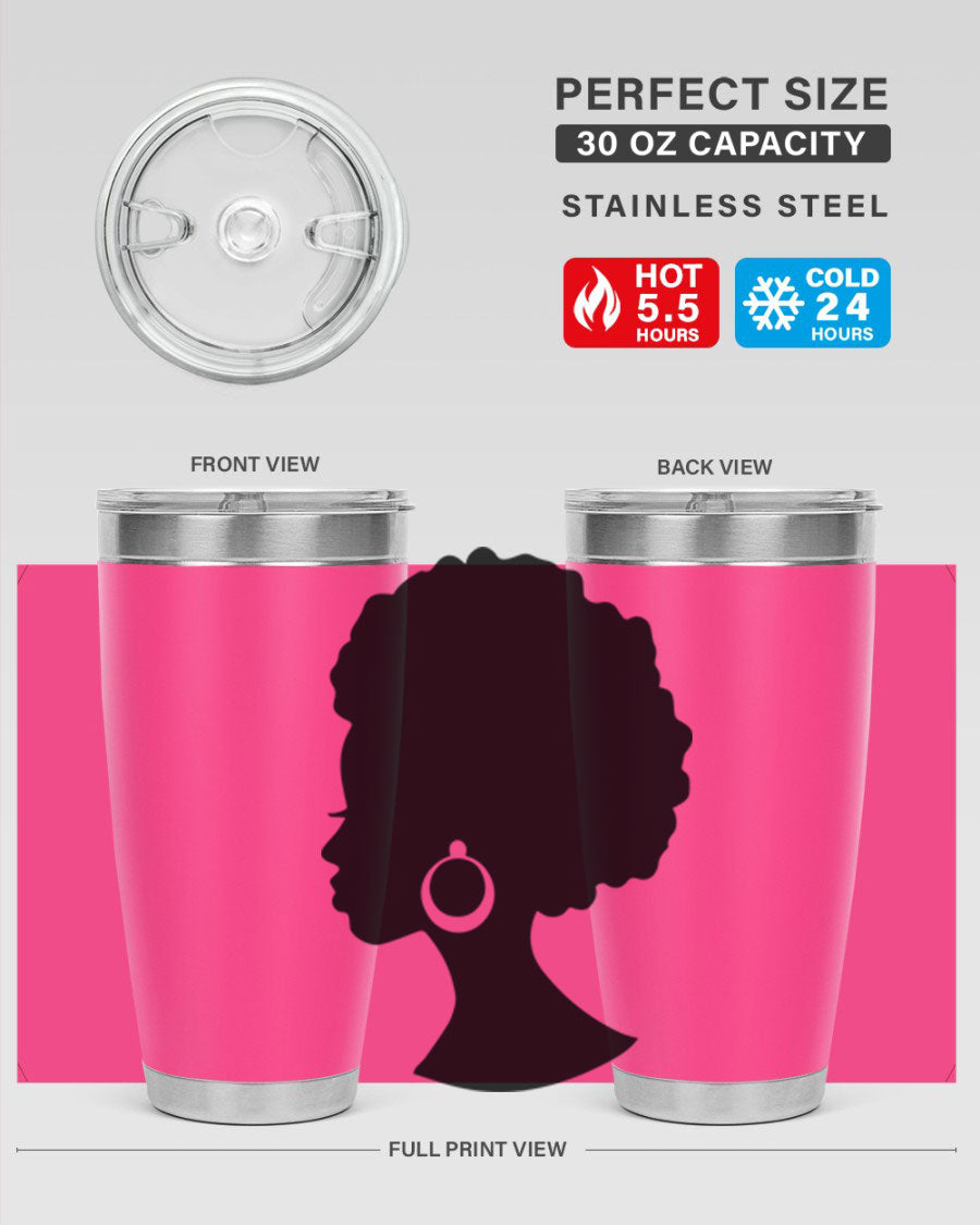 Black Women - Queen 37# Tumbler featuring double wall vacuum stainless steel design with a vibrant print celebrating black women.