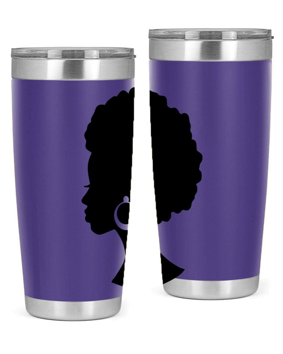 Black Women - Queen 37# Tumbler featuring double wall vacuum stainless steel design with a vibrant print celebrating black women.