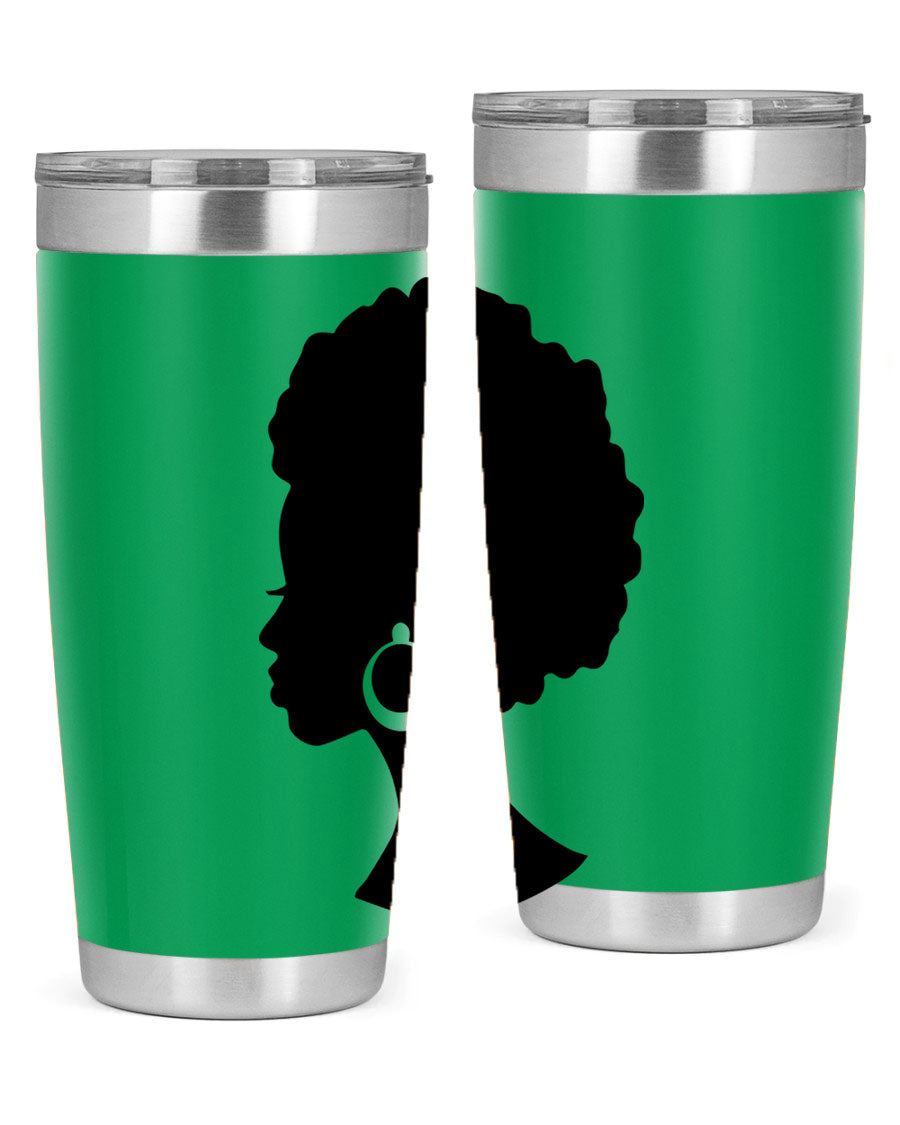 Black Women - Queen 37# Tumbler featuring double wall vacuum stainless steel design with a vibrant print celebrating black women.
