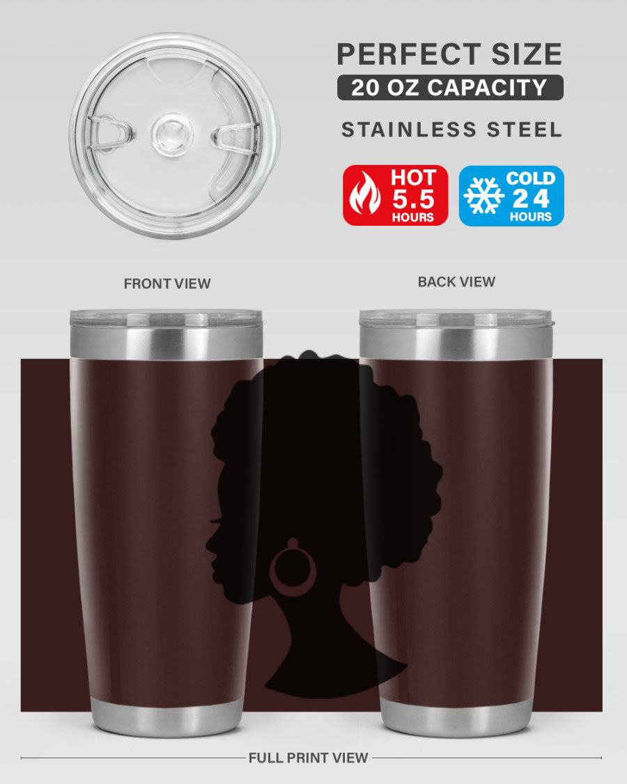 Black Women - Queen 37# Tumbler featuring double wall vacuum stainless steel design with a vibrant print celebrating black women.