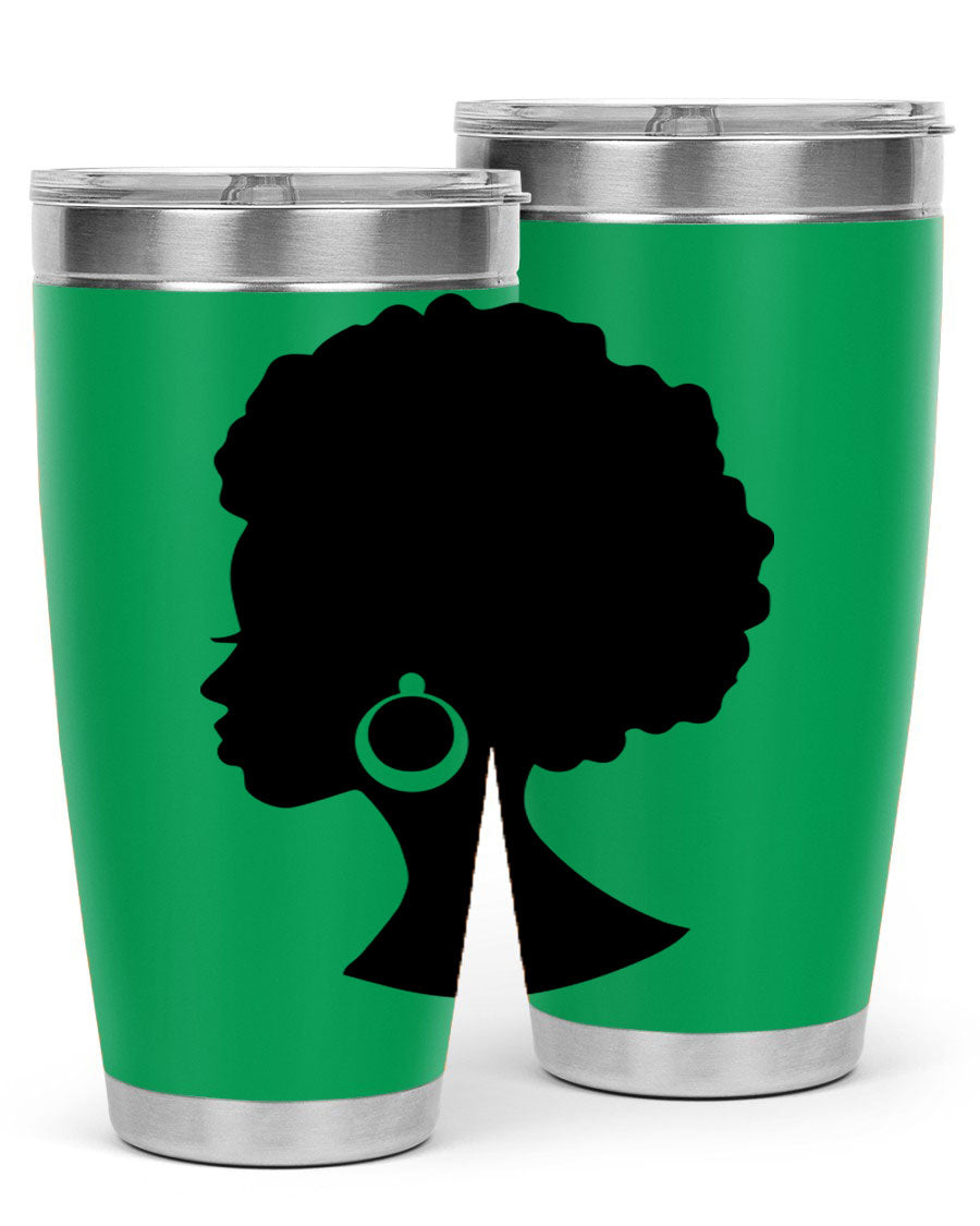 Black Women - Queen 37# Tumbler featuring double wall vacuum stainless steel design with a vibrant print celebrating black women.