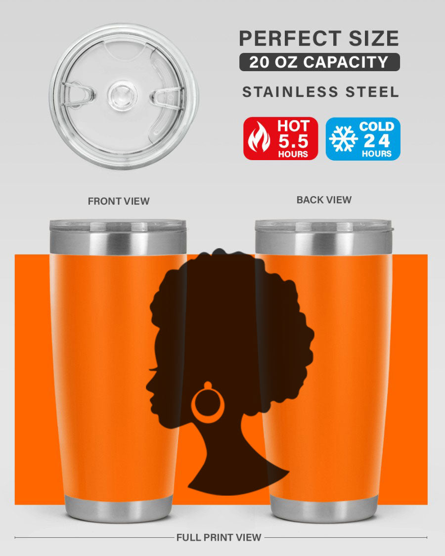Black Women - Queen 37# Tumbler featuring double wall vacuum stainless steel design with a vibrant print celebrating black women.