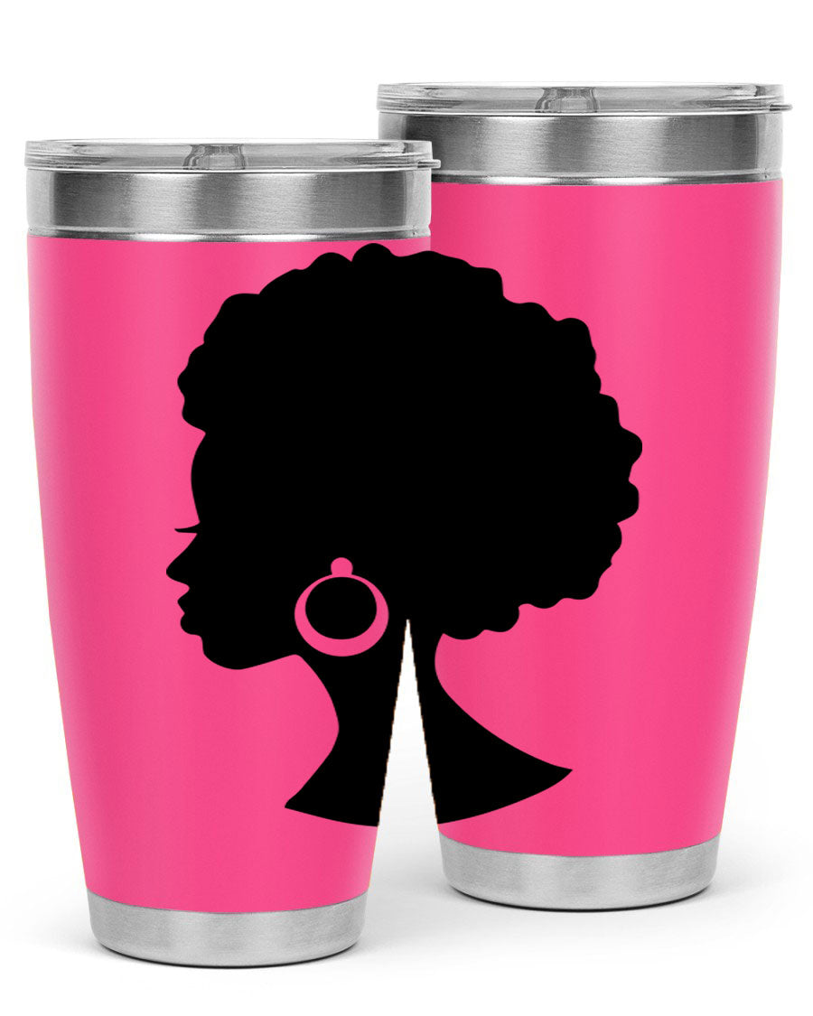 Black Women - Queen 37# Tumbler featuring double wall vacuum stainless steel design with a vibrant print celebrating black women.