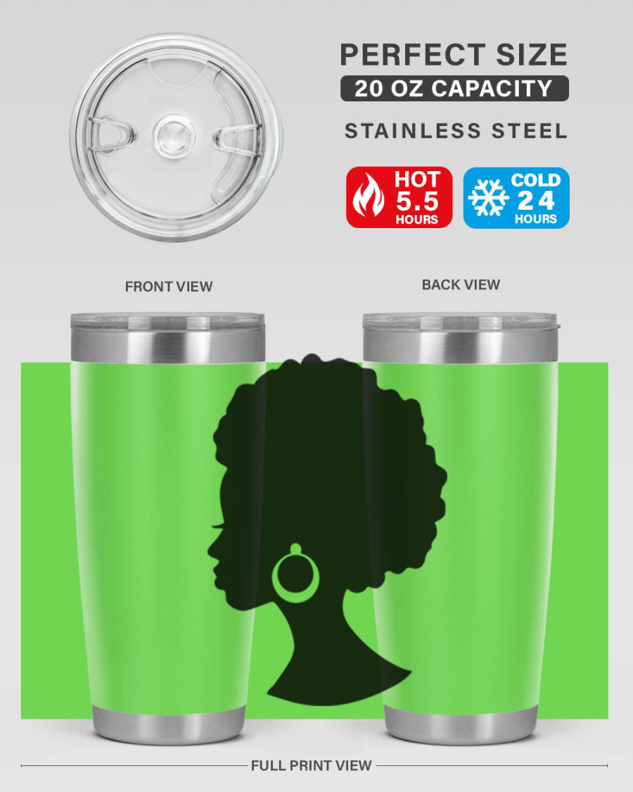 Black Women - Queen 37# Tumbler featuring double wall vacuum stainless steel design with a vibrant print celebrating black women.