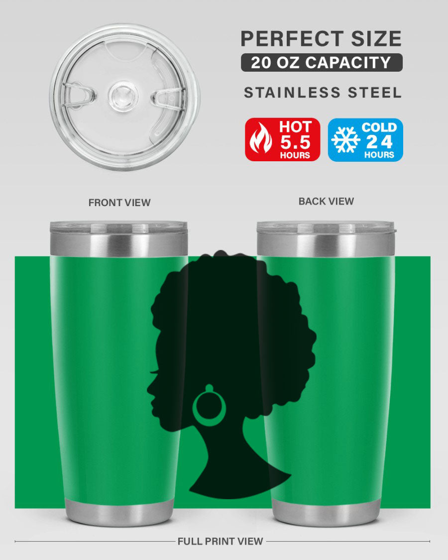 Black Women - Queen 37# Tumbler featuring double wall vacuum stainless steel design with a vibrant print celebrating black women.
