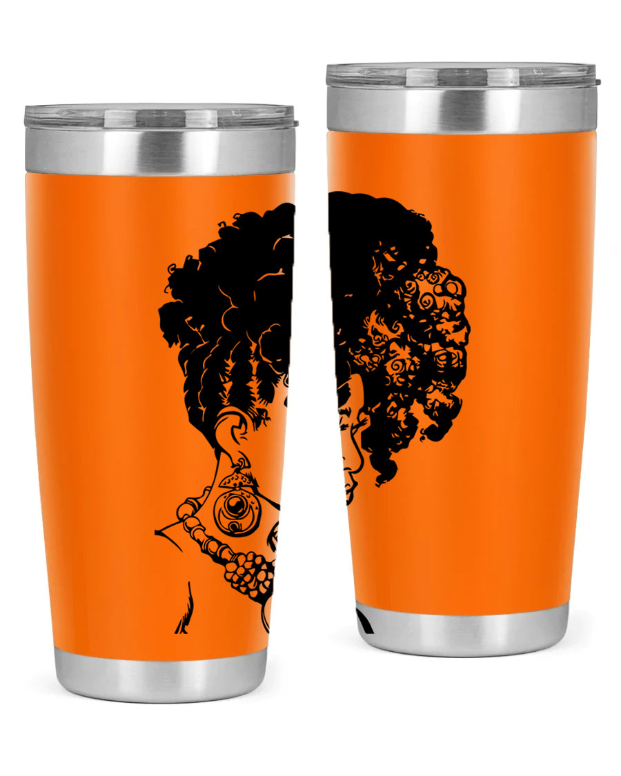 Black Women Queen Tumbler showcasing a stylish design with double wall vacuum insulation, perfect for hot and cold beverages.