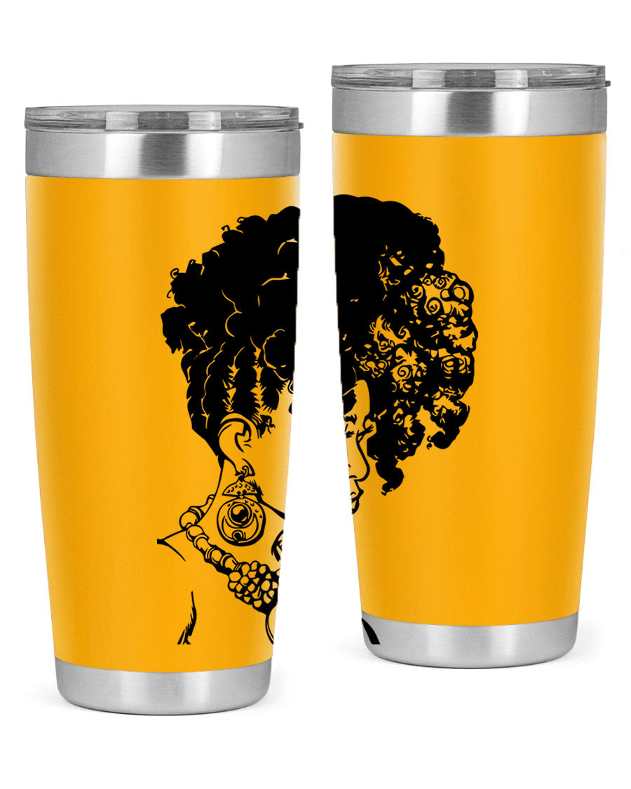 Black Women Queen Tumbler showcasing a stylish design with double wall vacuum insulation, perfect for hot and cold beverages.