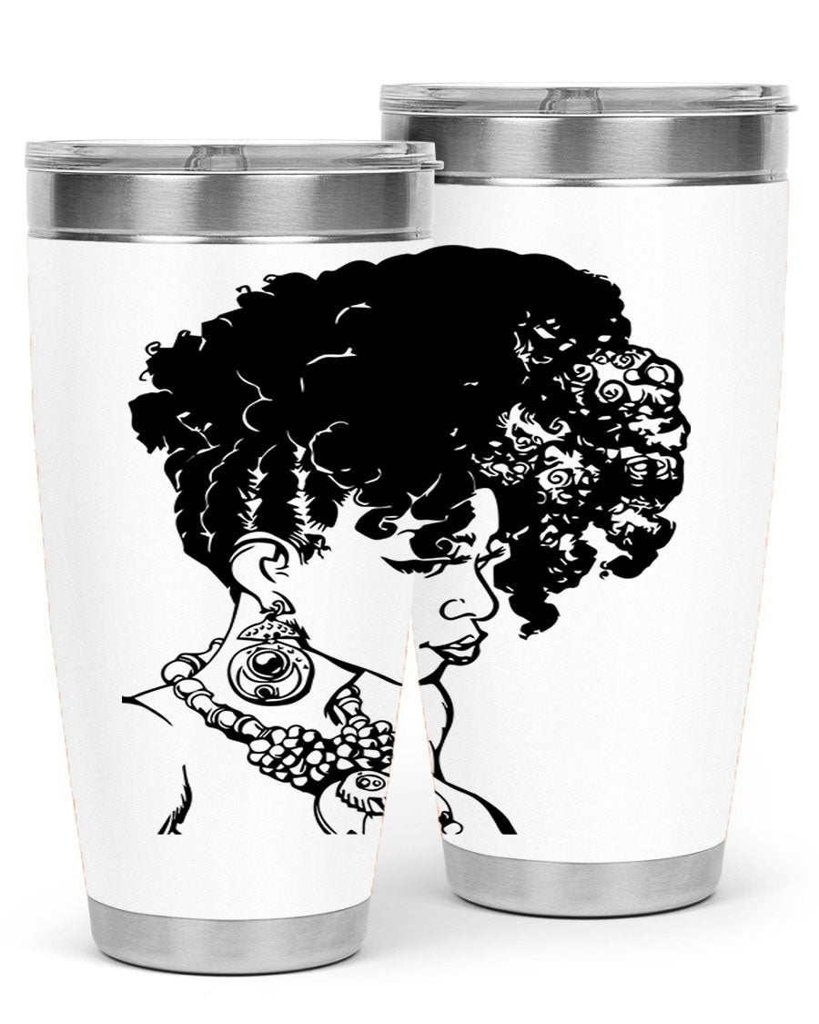 Black Women Queen Tumbler showcasing a stylish design with double wall vacuum insulation, perfect for hot and cold beverages.