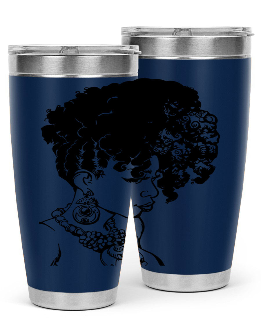 Black Women Queen Tumbler showcasing a stylish design with double wall vacuum insulation, perfect for hot and cold beverages.